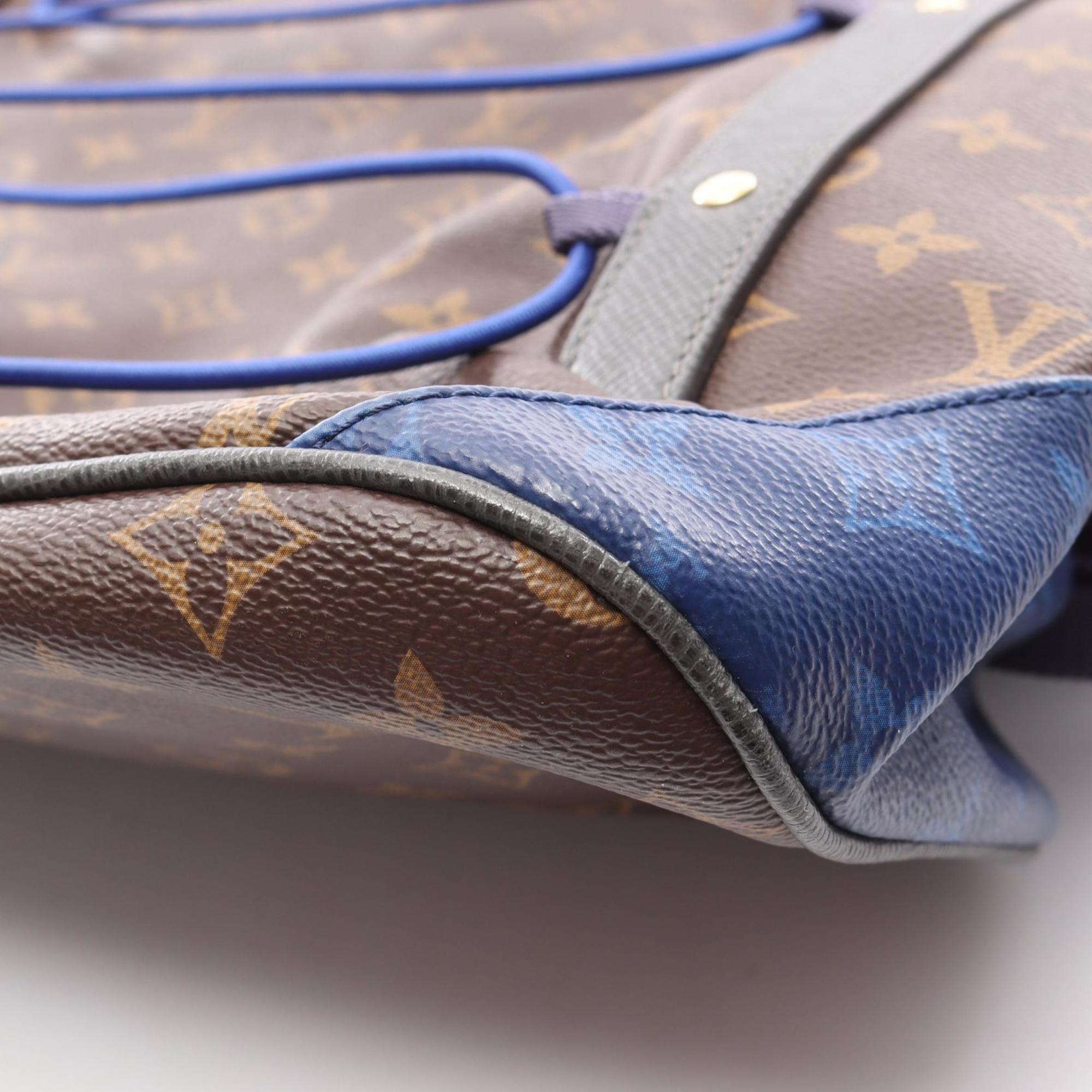 Louis Vuitton Black Blue Brown Monogram Pvc Coated Canvas Leather Backpack