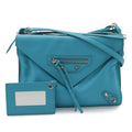 Balenciaga Paper Turquoise Leather Clutch Bag Pochette Shoulder