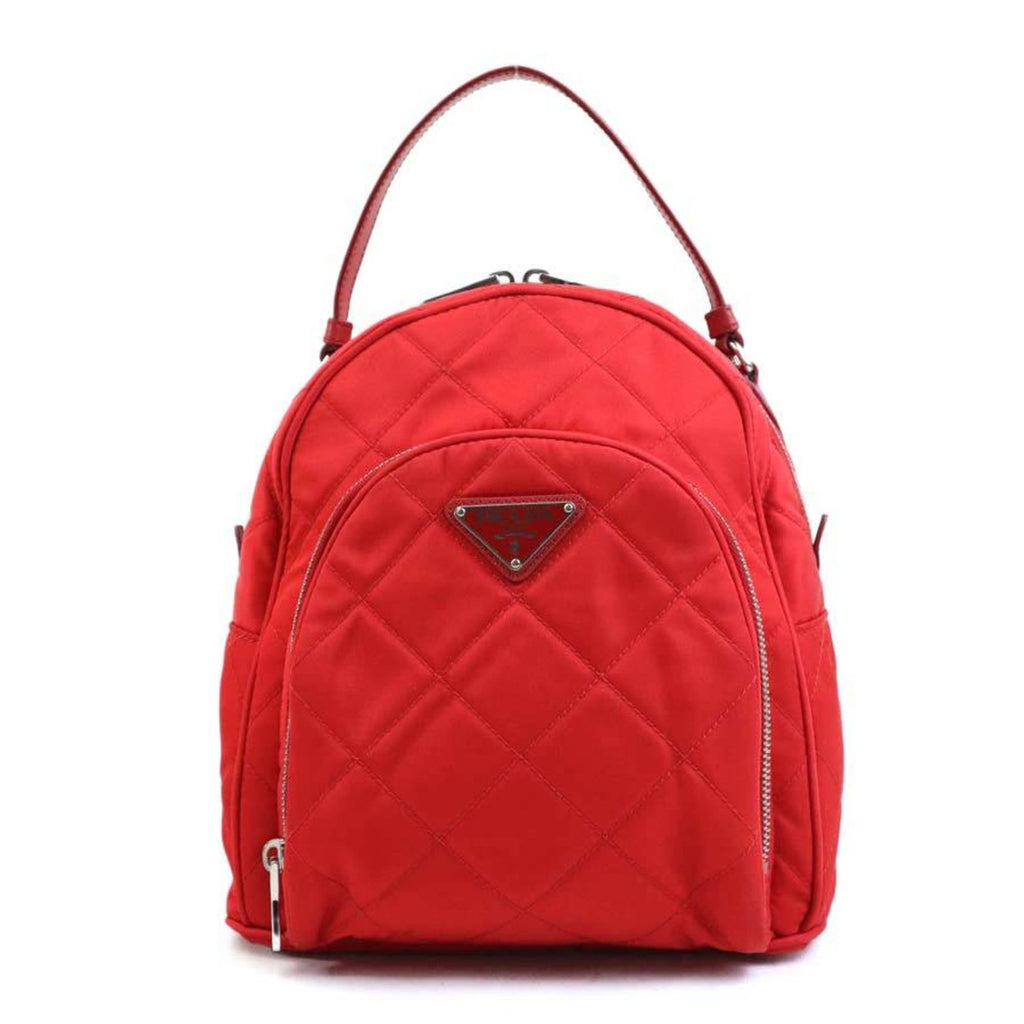 Prada Red Color Nylon Leather Backpack