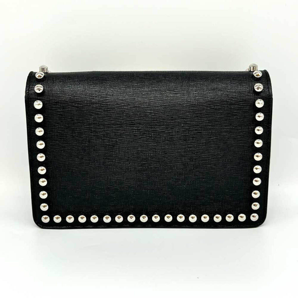 Fendi Black Leather Chain/Shoulder Wallet