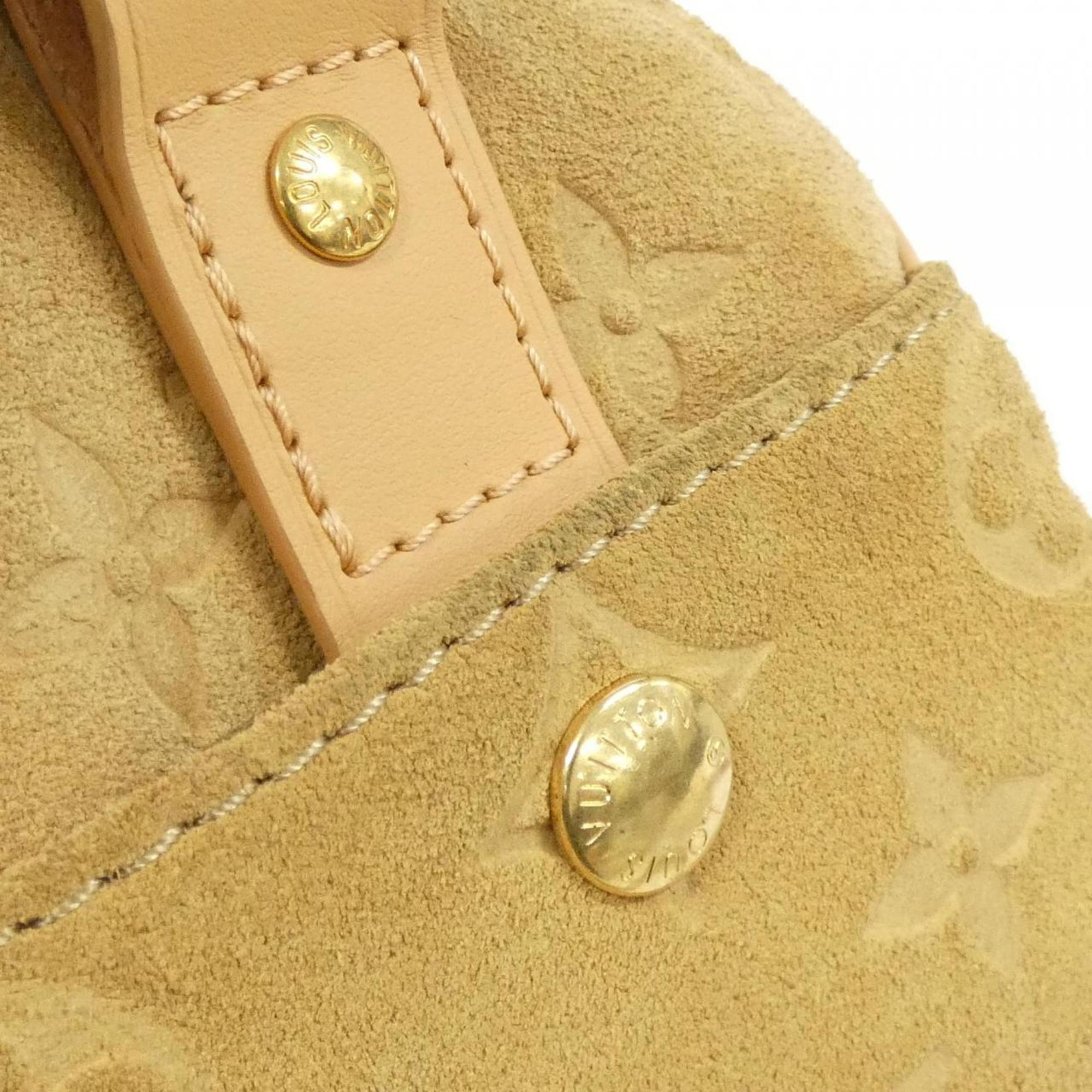 Louis Vuitton Beige Leather Coated Canvas Boston Bag