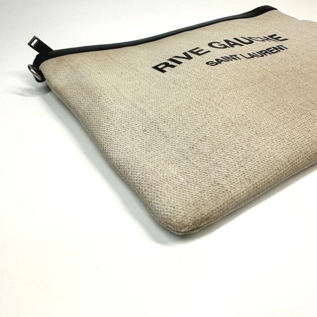 Saint Laurent Black Gray Coated Canvas Leather Clutch Bag Pouch (Pre-Owned)