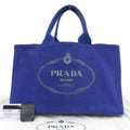 Prada Blue Canvas Handbag Tote Bag