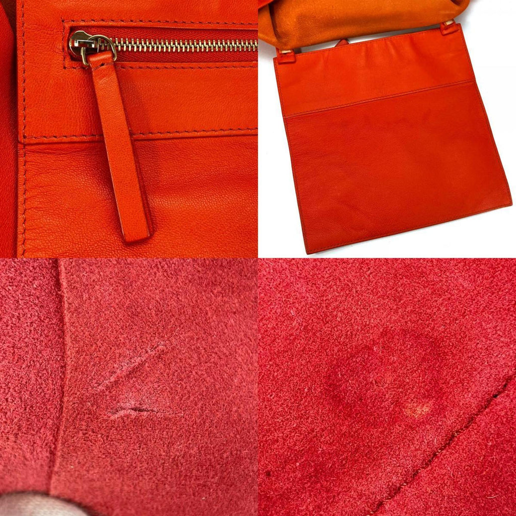 Celine Orange Red Leather Tote Bag