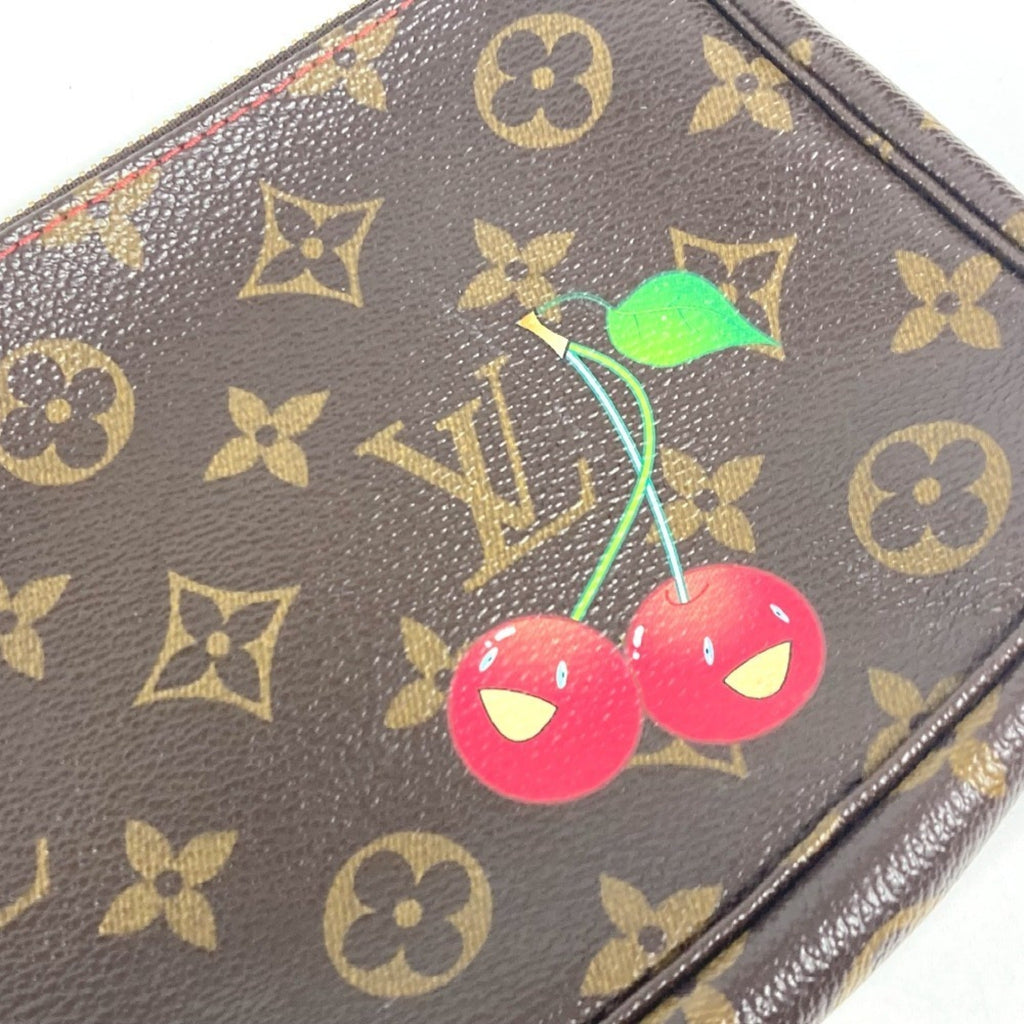 Louis Vuitton Monogram Brown Monogram Cherry Red Color Pochette Pouch