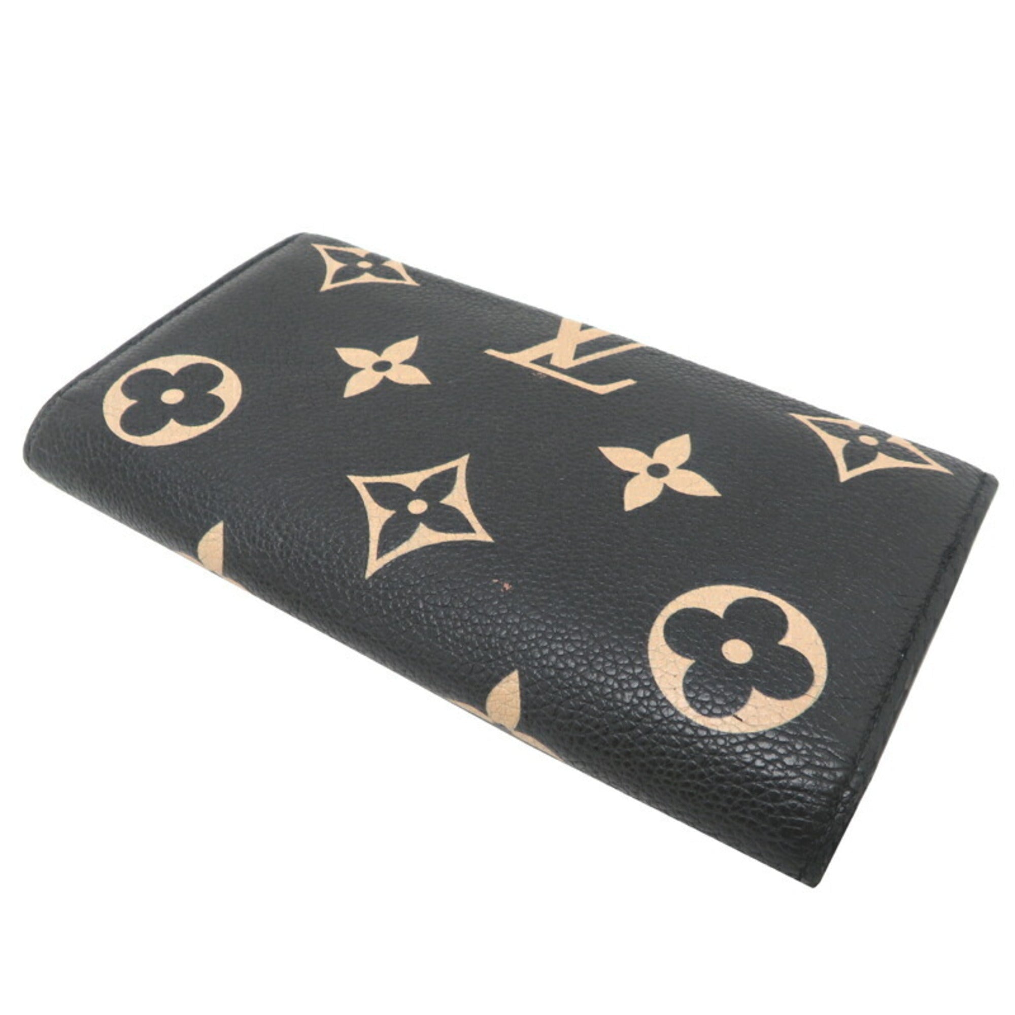 Louis Vuitton Beige Black Monogram Empreinte Long Wallet (Tri-Fold)