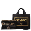 Fendi Black Yellow Canvas Shoulder Bag Tote Bag