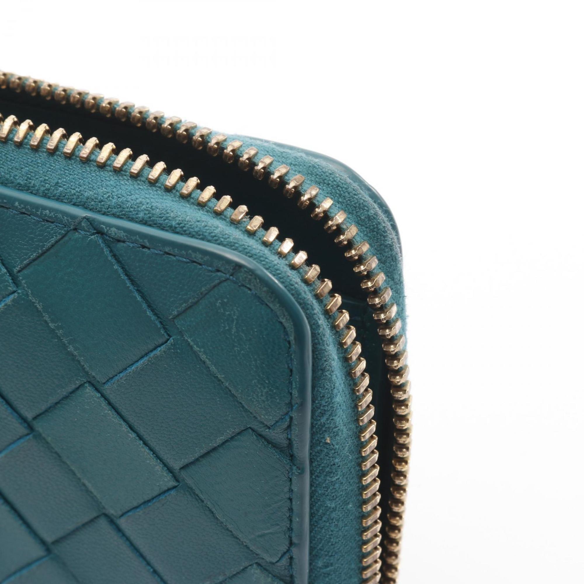 Bottega Veneta Green Leather Long Wallet (Bi-Fold)