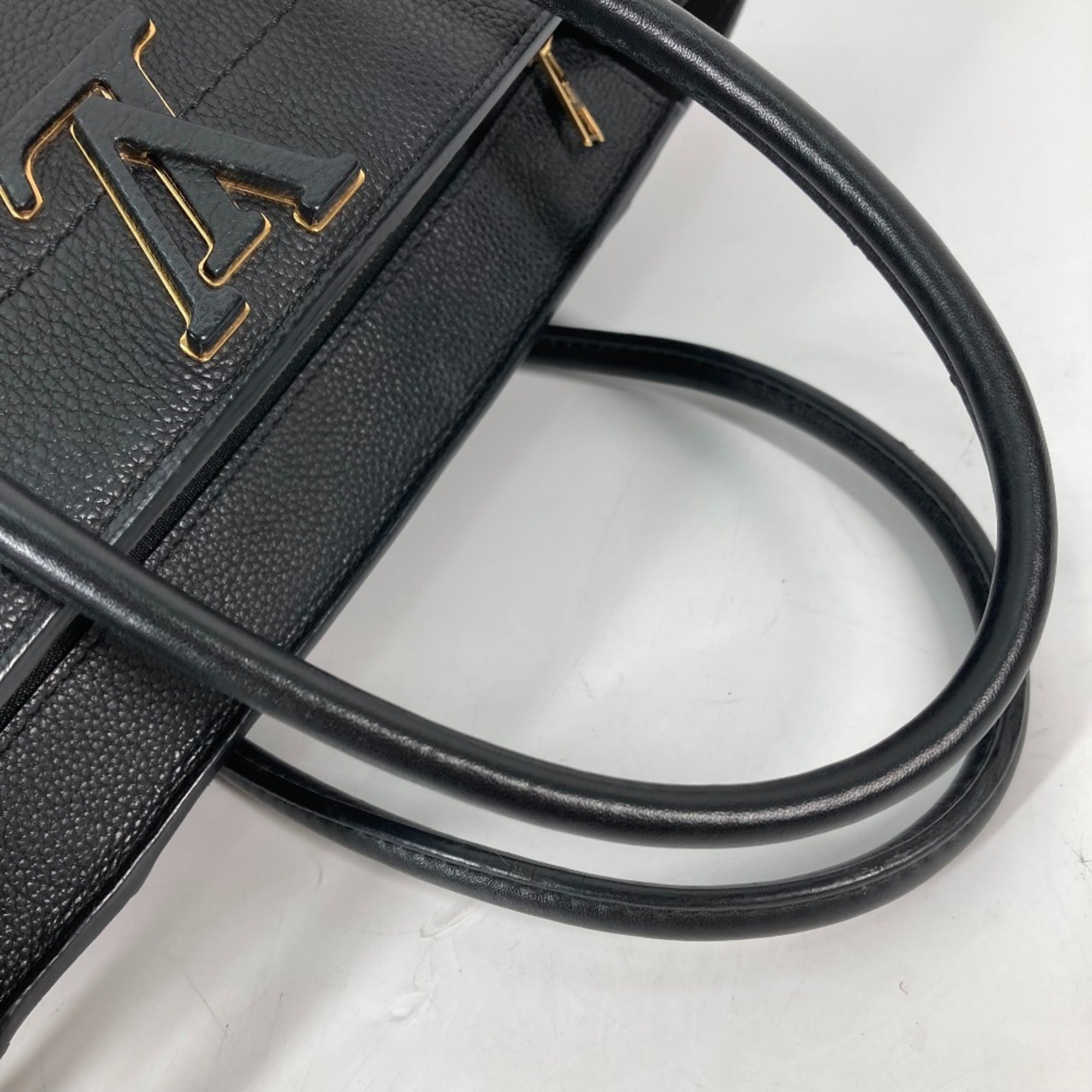 Louis Vuitton Black Noir Leather Handbag Shoulder Bag Tote Bag