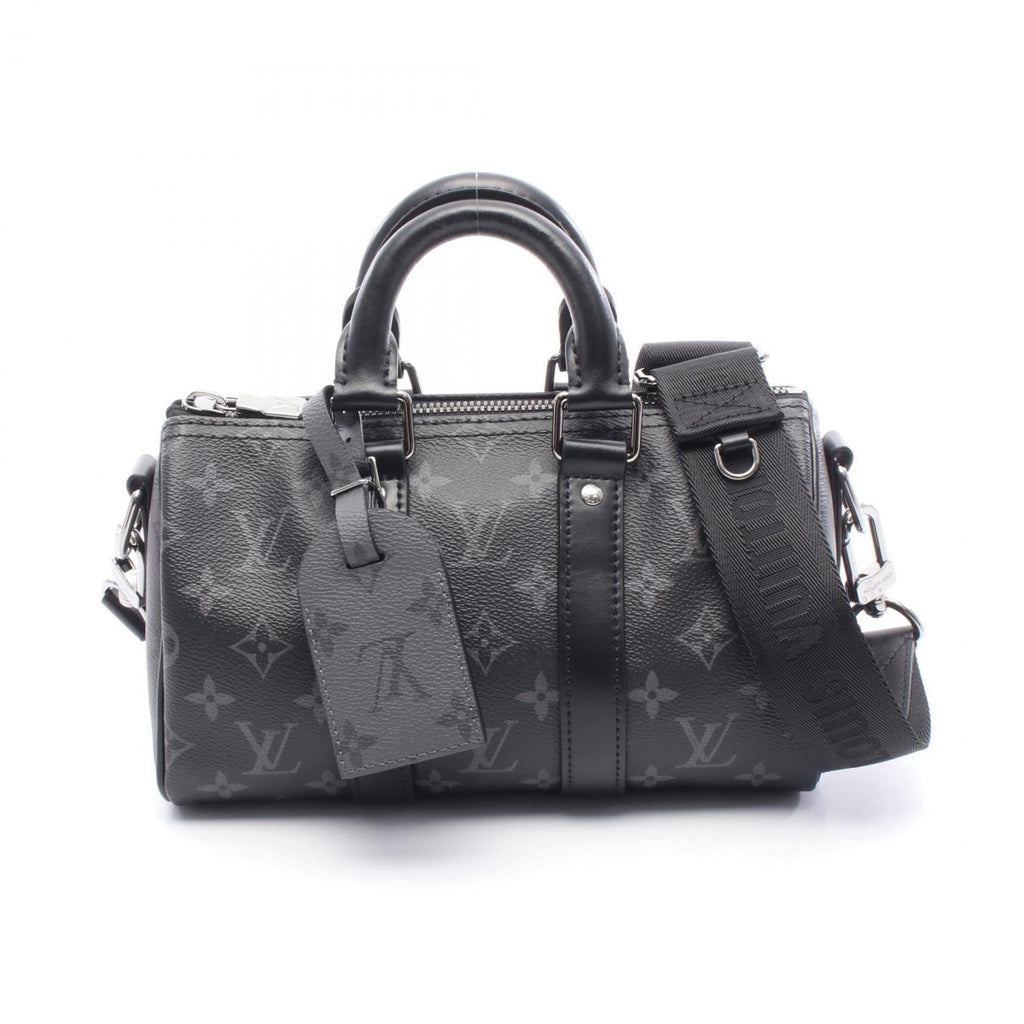 Louis Vuitton Black Gray Pvc Coated Canvas Monogram Eclipse Leather Handbag