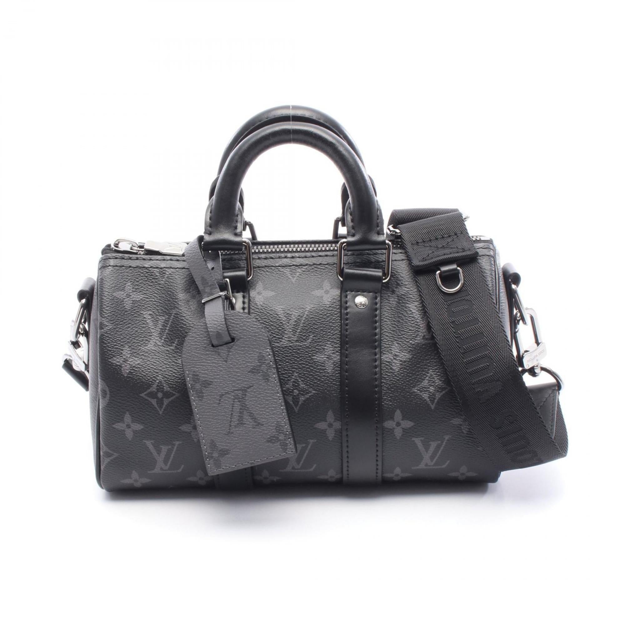 Louis Vuitton Black Gray Pvc Coated Canvas Monogram Eclipse Leather Handbag