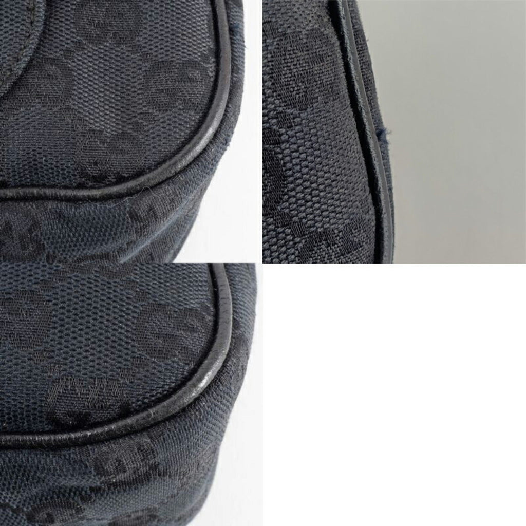 Gucci Black Gg Canvas Leather Shoulder Bag (Pre-Owned)