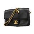 Chanel Black Grained Calfskin Shoulder Bag
