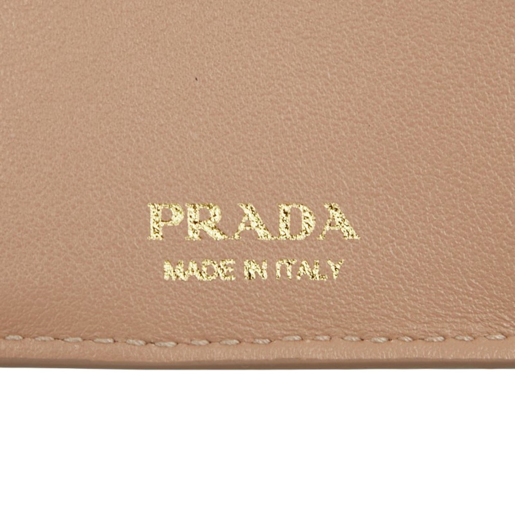 Prada Beige Leather Wallet (Tri-Fold)