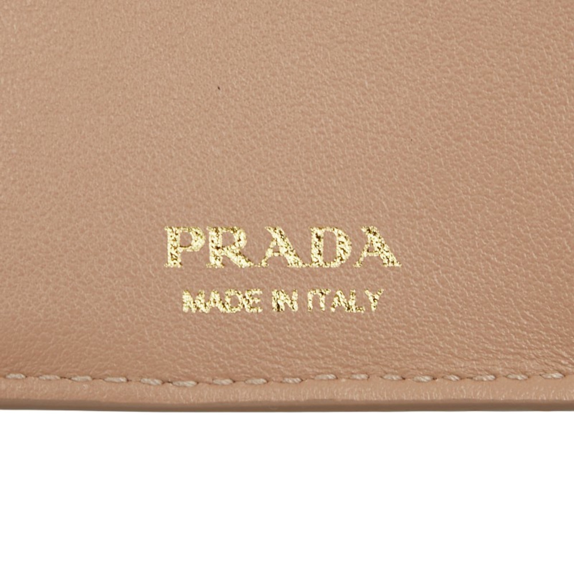 Prada Beige Leather Wallet (Tri-Fold)