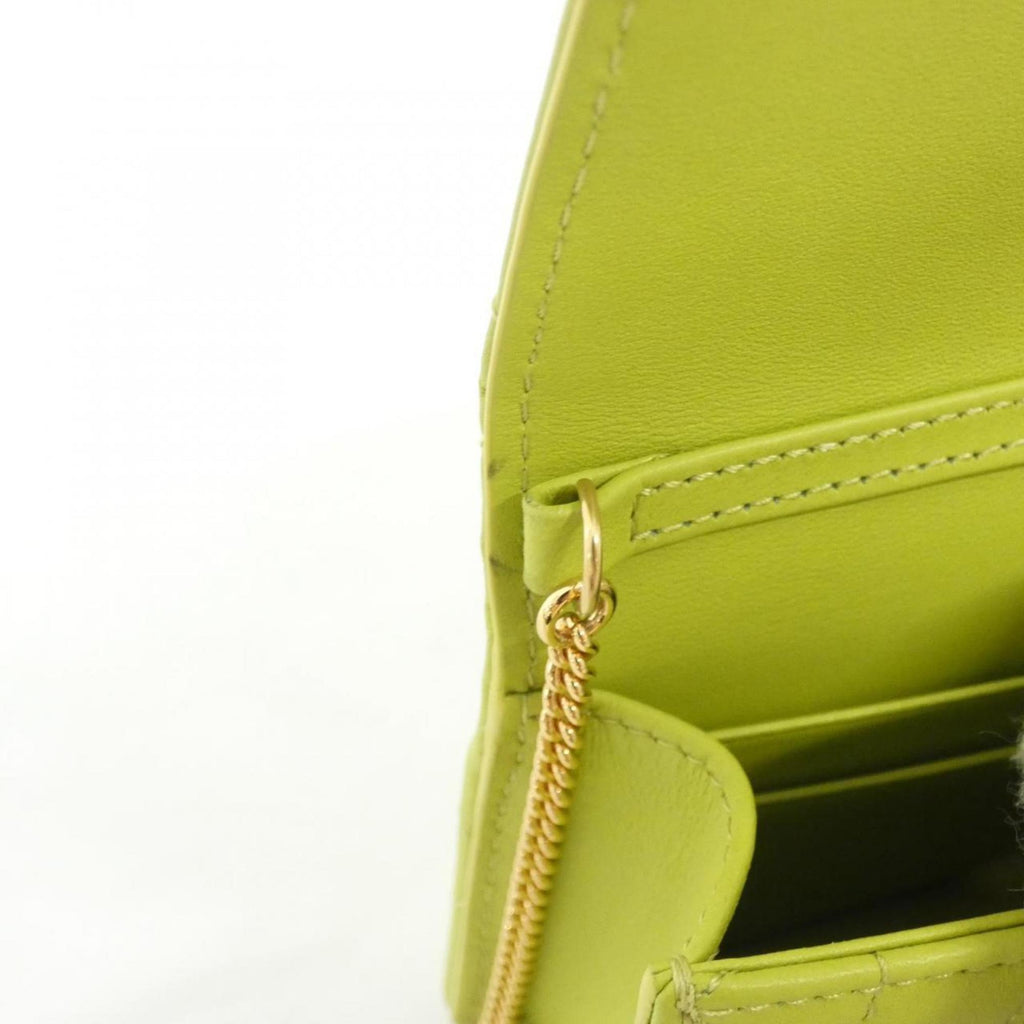 Christian Dior Lime Yellow Leather Shoulder Bag (Pre-Owned)