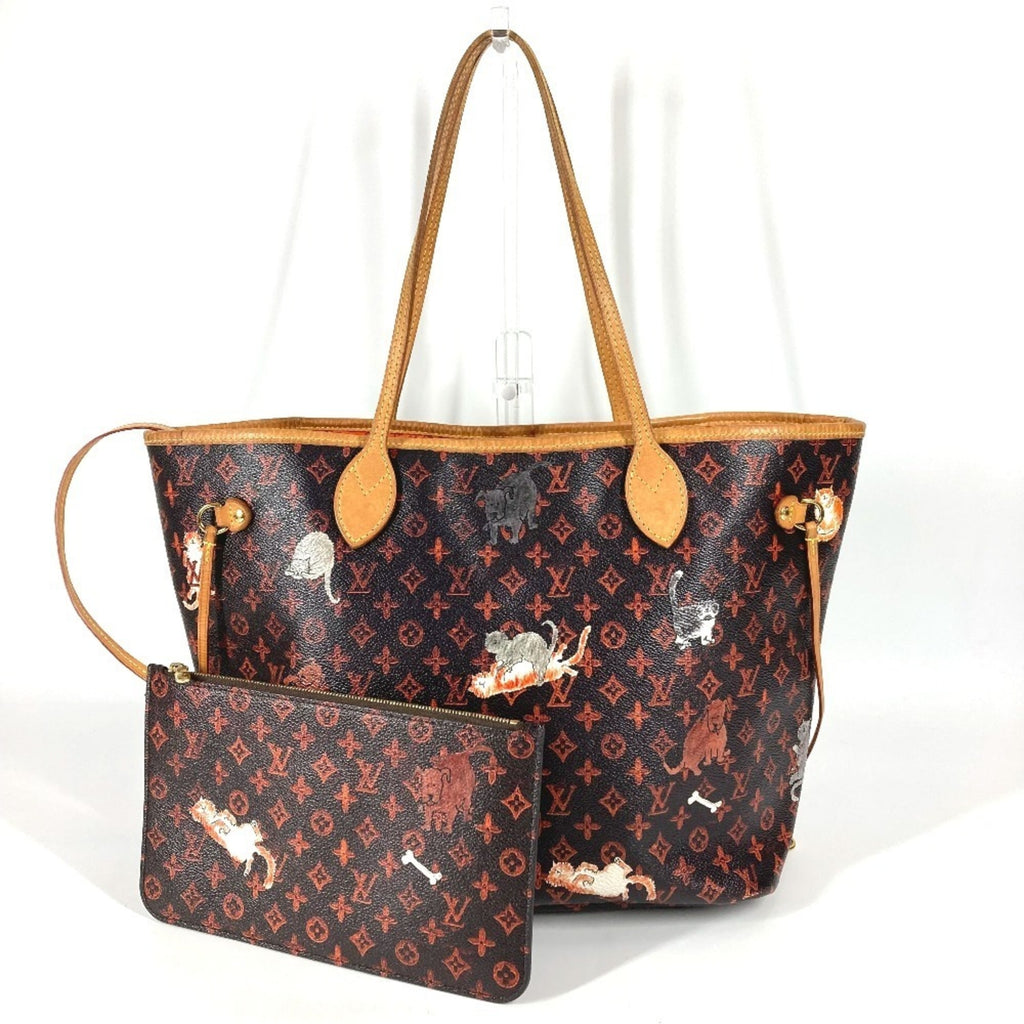 Louis Vuitton Brown Orange Monogram Leather Pouch Shoulder Bag Tote Bag