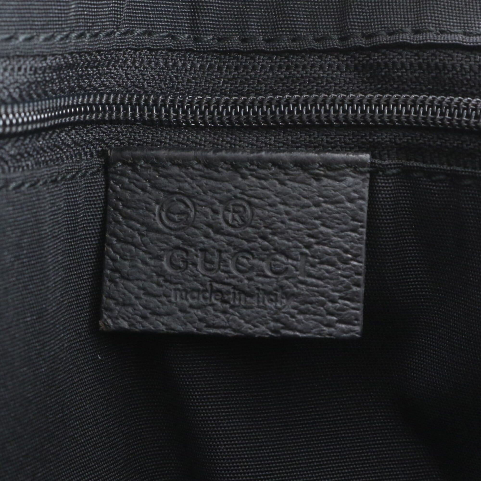 Gucci Black Gray Leather Canvas Shoulder Bag Tote Bag (Pre-Owned)