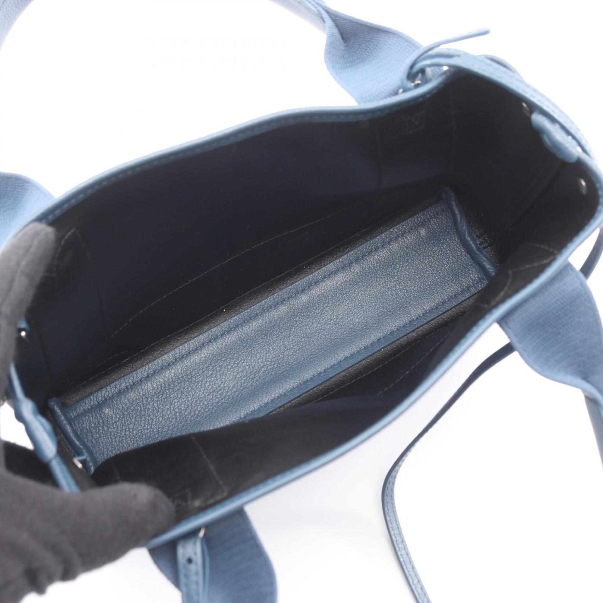 Balenciaga Navy Canvas Leather Handbag Pouch