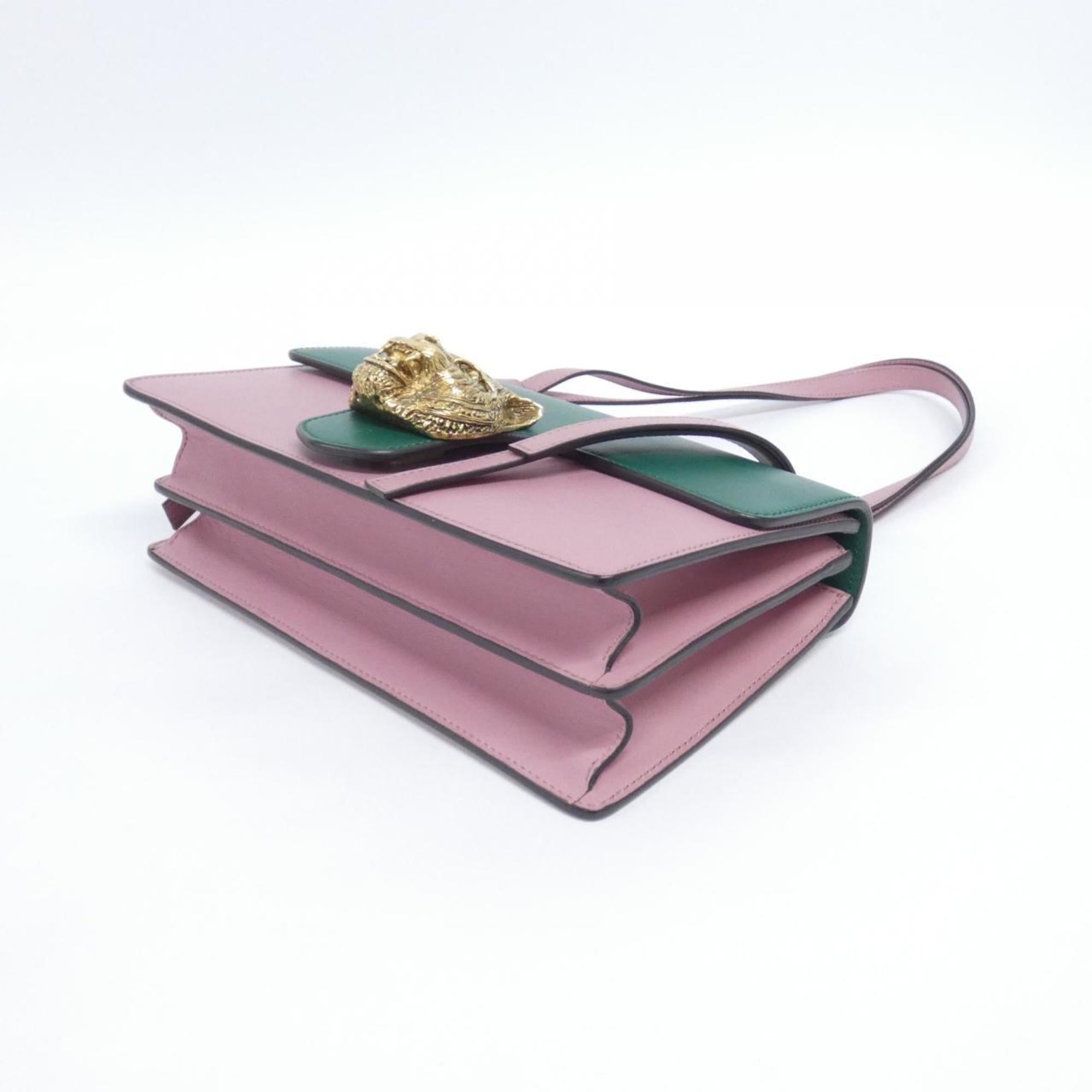 Gucci Green Pink Leather Shoulder Bag (Pre-Owned)