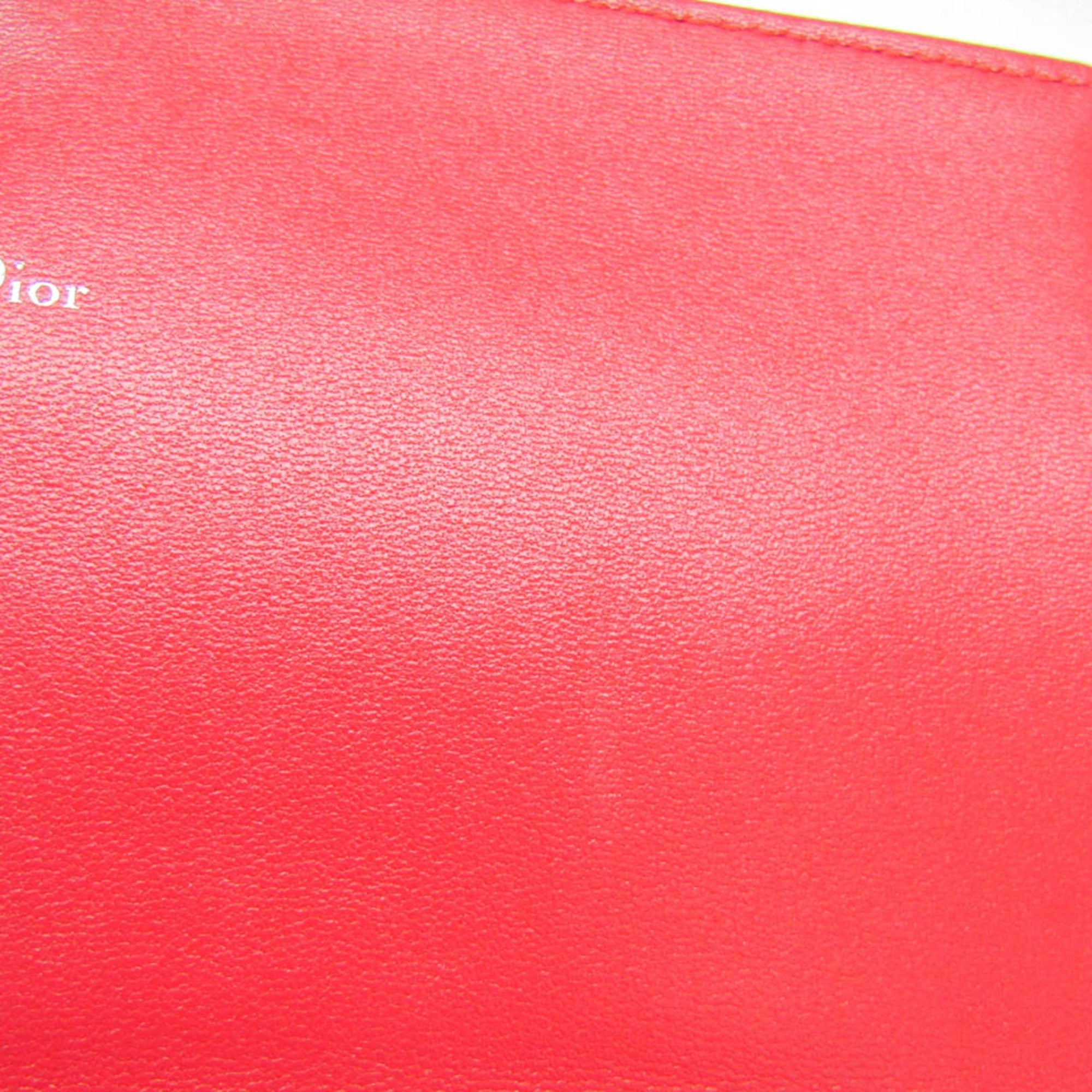 Christian Dior Red Color Leather Chain/Shoulder Wallet (Pre-Owned)
