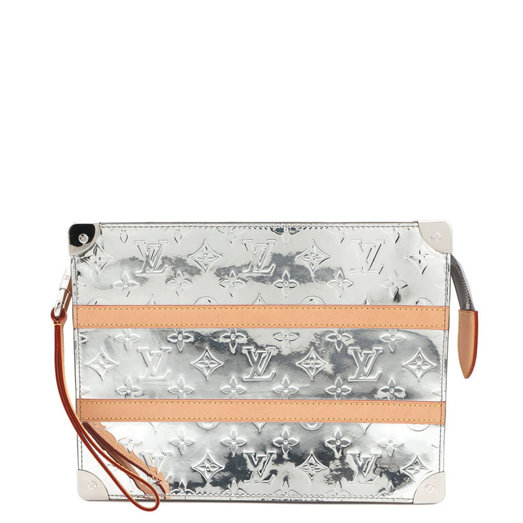 Louis Vuitton Gray Silver Monogram Clutch Bag Pochette