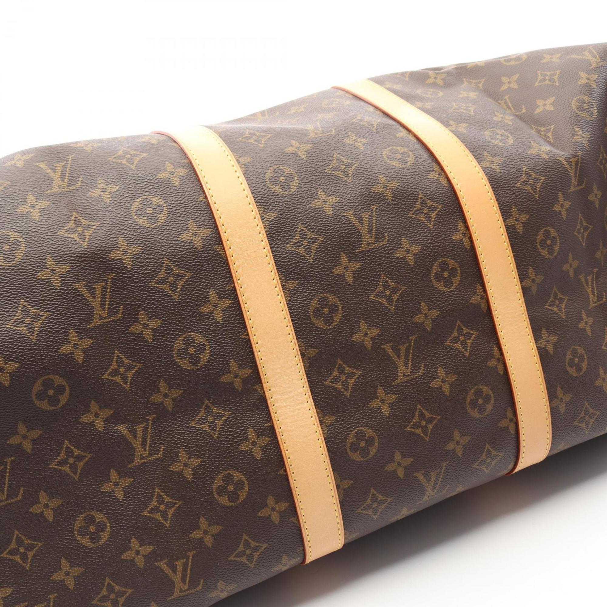 Louis Vuitton Brown Coated Canvas Leather Boston Bag Handbag