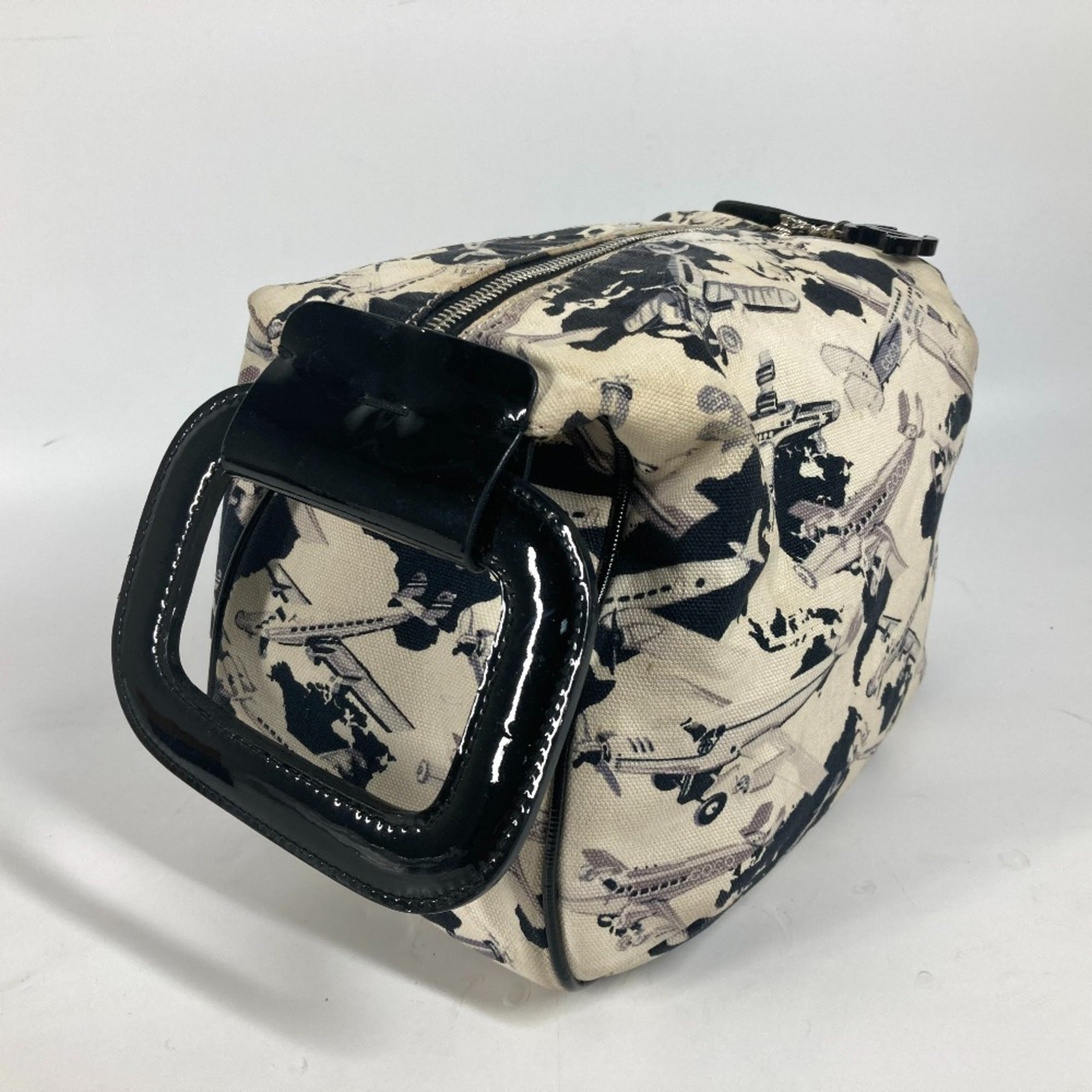 Chanel Black White Canvas Handbag