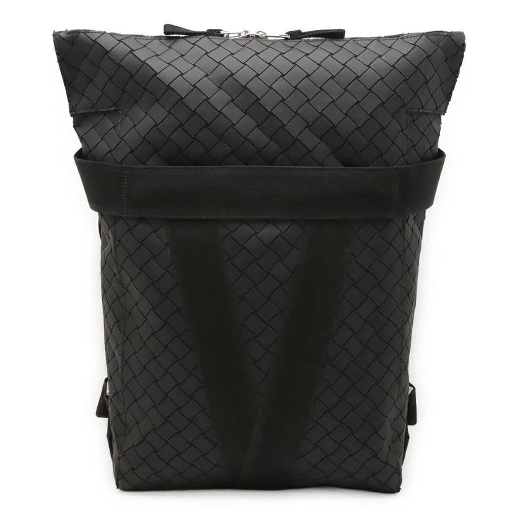 Bottega Veneta Intrecciato Black Rubber Backpack