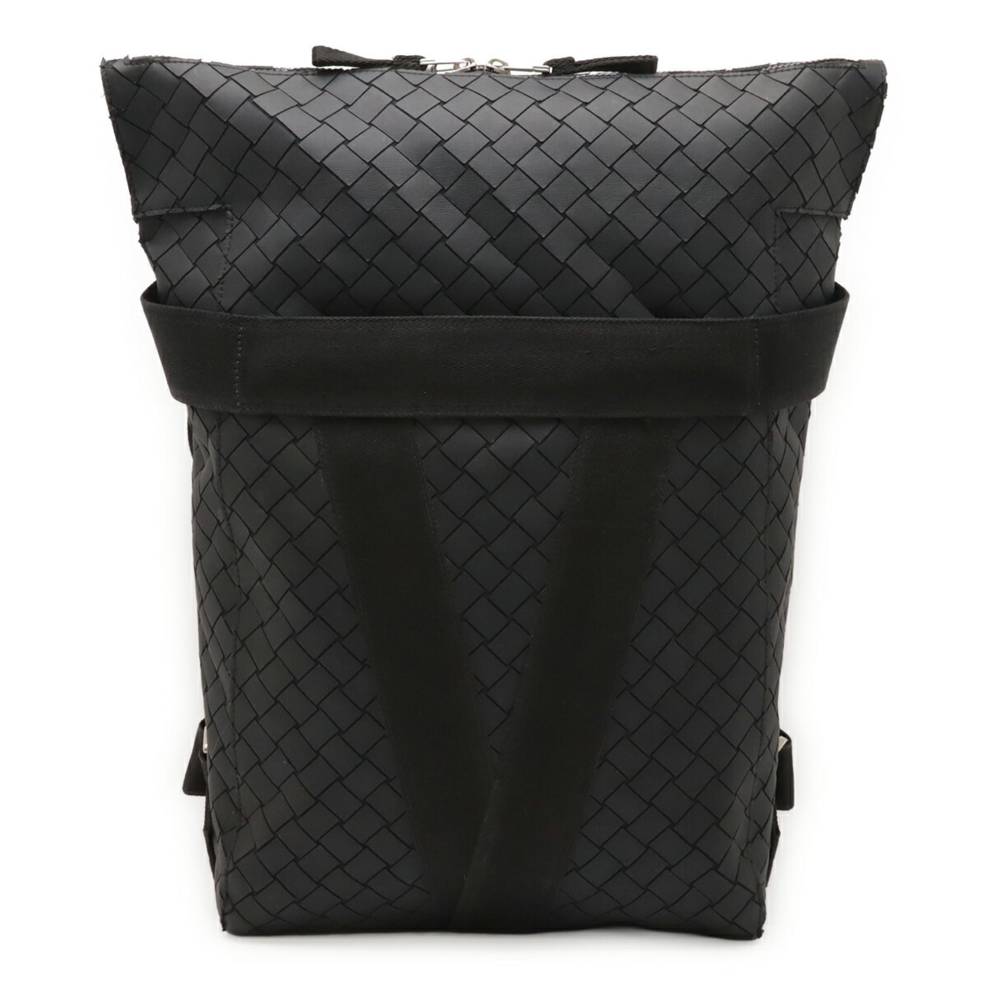 Bottega Veneta Intrecciato Black Rubber Backpack