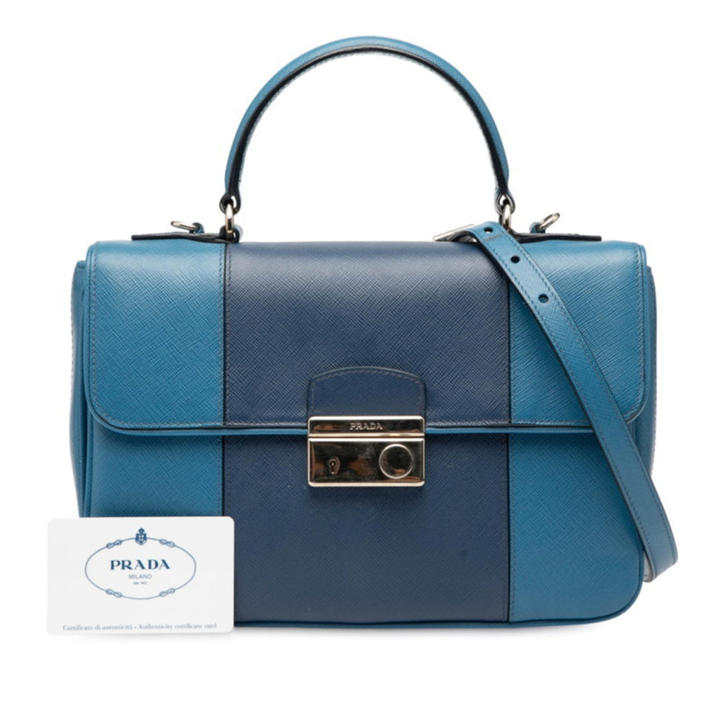 Prada Blue Leather Handbag Shoulder Bag