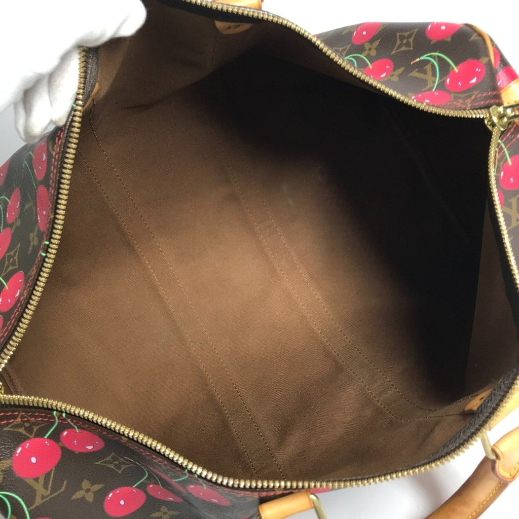 Louis Vuitton Brown Red Color Monogram Cherry Blossom Canvas Boston Bag