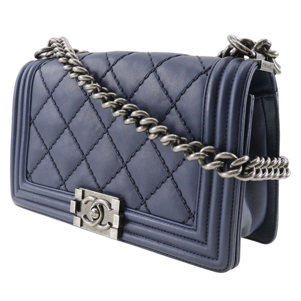 Chanel Navy Leather Shoulder Bag