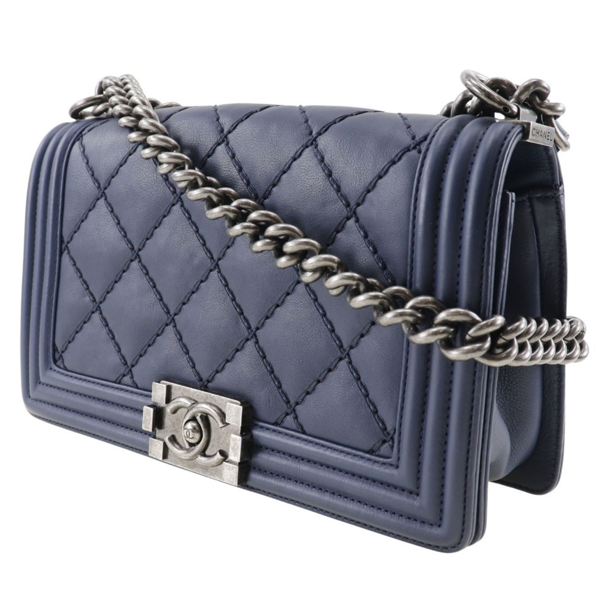 Chanel Navy Leather Shoulder Bag
