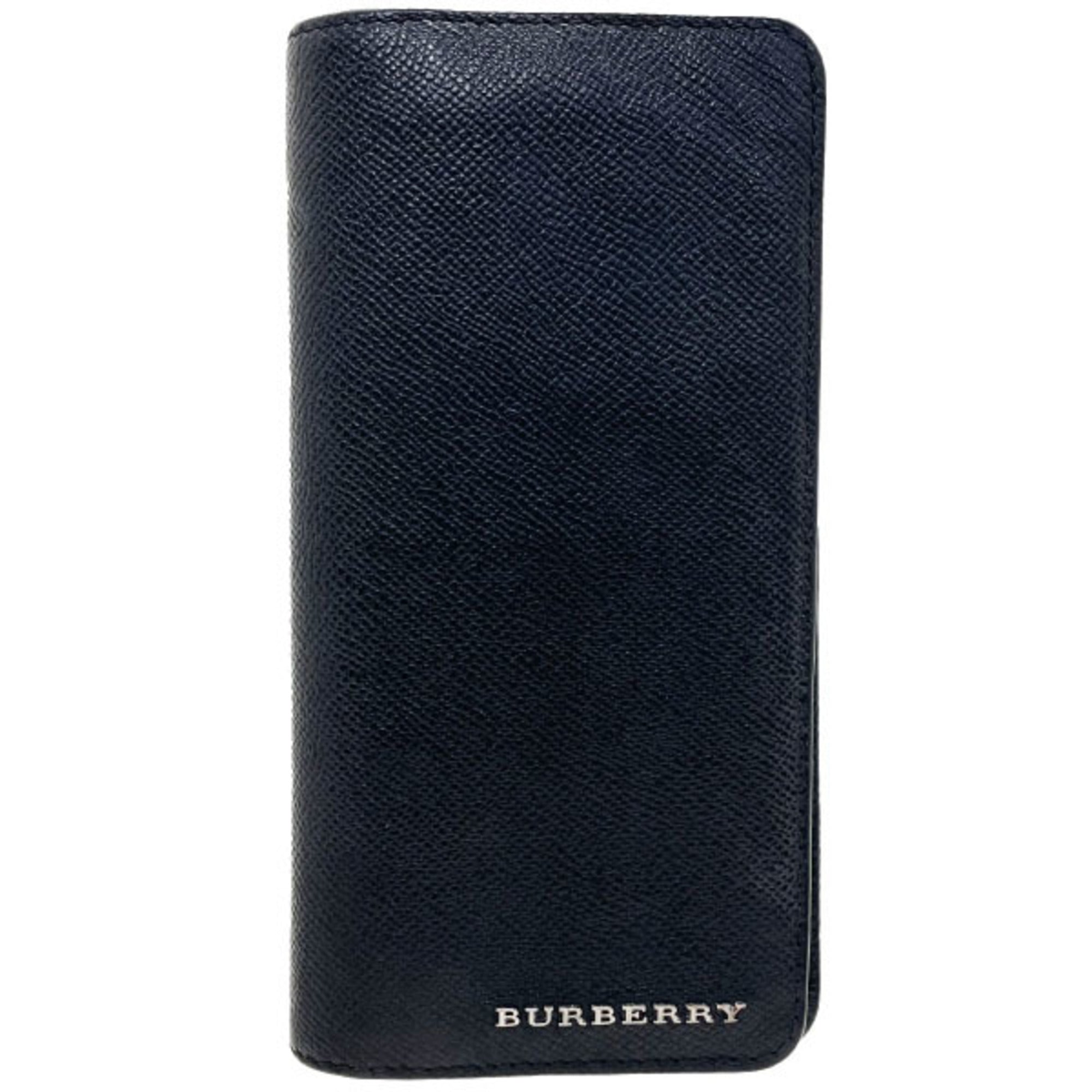 Burberry Black Leather Long Wallet (Bi-Fold)