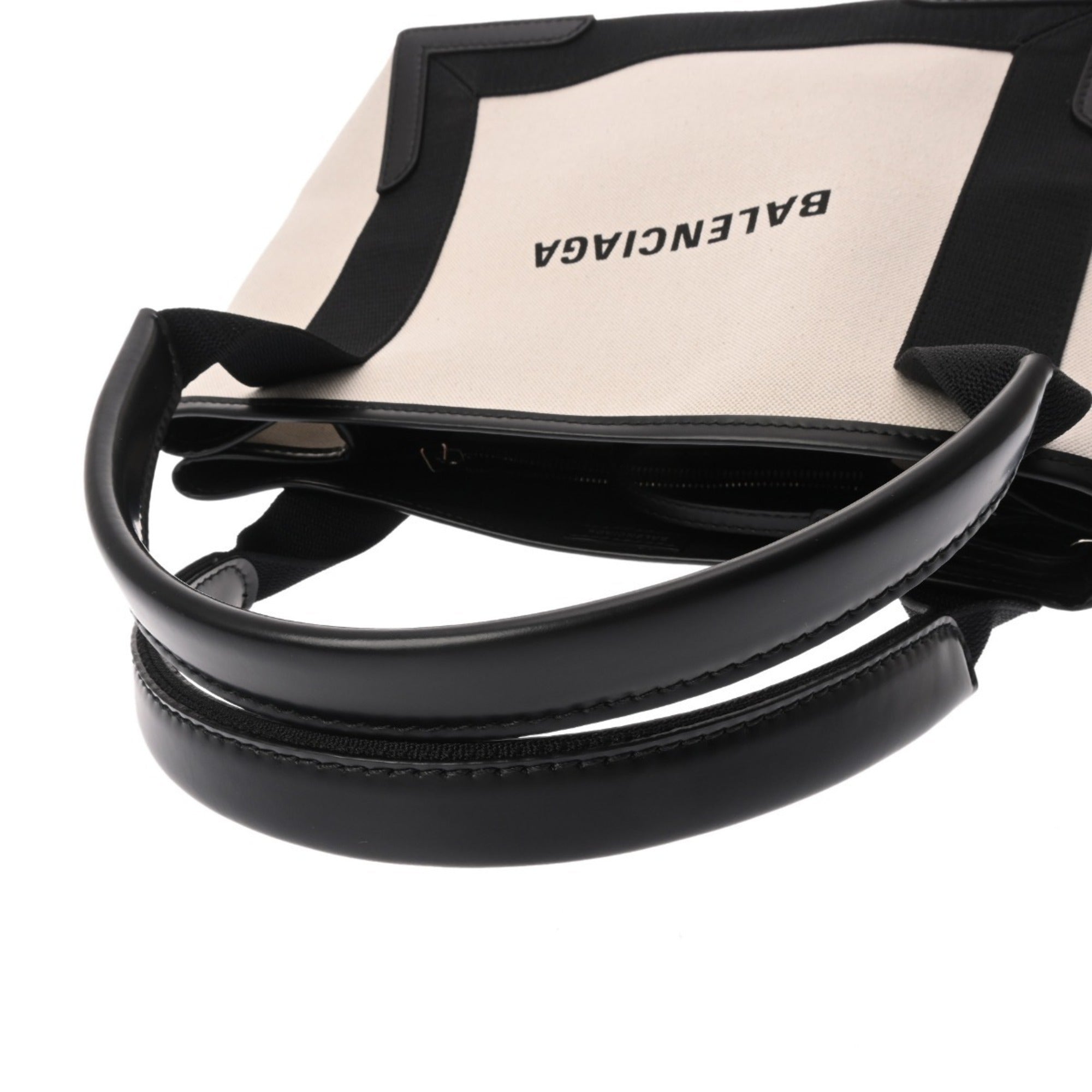 Balenciaga Black White Canvas Leather Hand