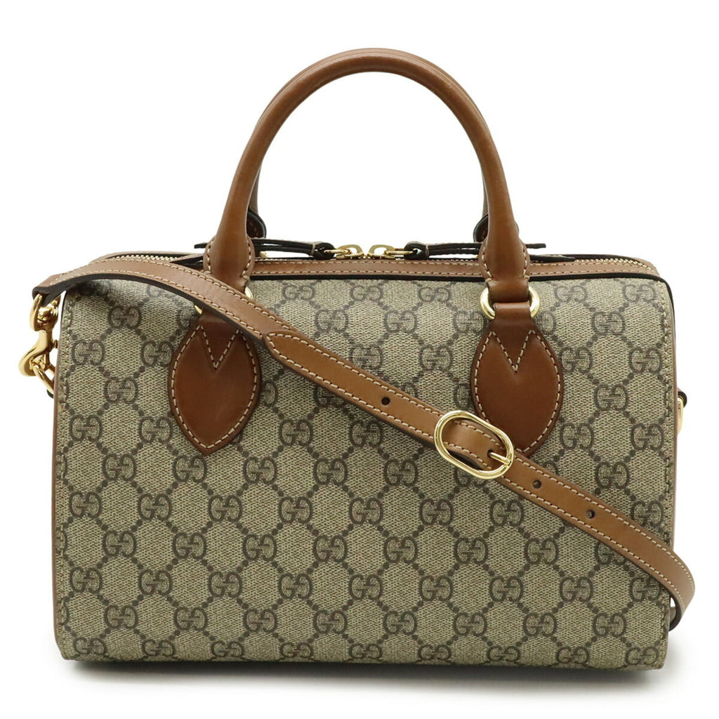Gucci Beige Brown Gg Supreme Canvas Leather Handbag Shoulder Bag (Pre-Owned)