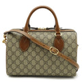 Gucci Beige Brown Gg Supreme Canvas Leather Handbag Shoulder Bag (Pre-Owned)