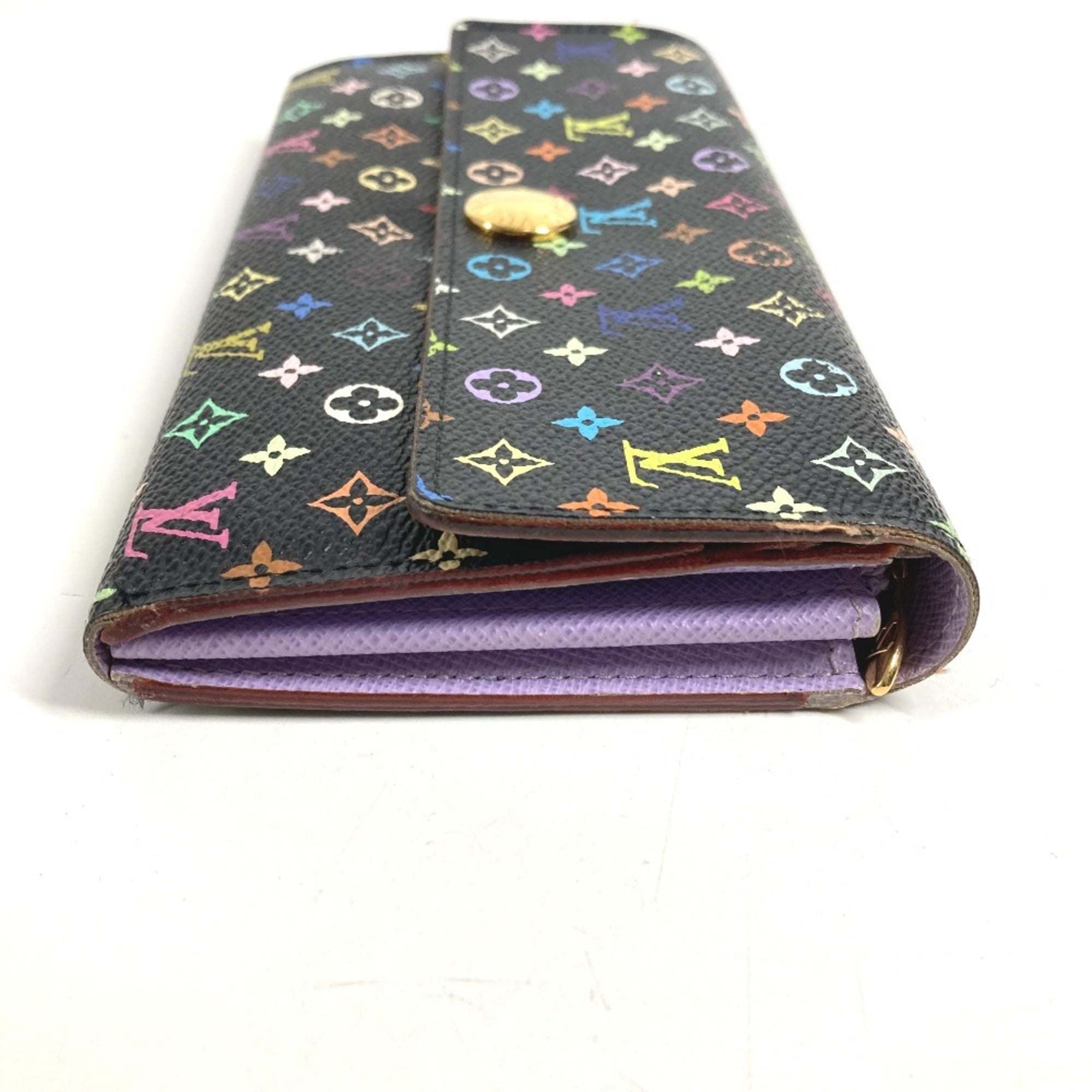 Louis Vuitton Black Multi-Color Purple Monogram Multicolore Canvas Chain/Shoulder Wallet