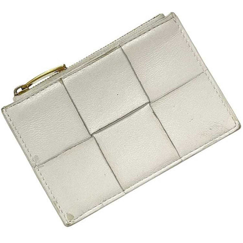 Bottega Veneta White Leather Coin Purse/Coin Case