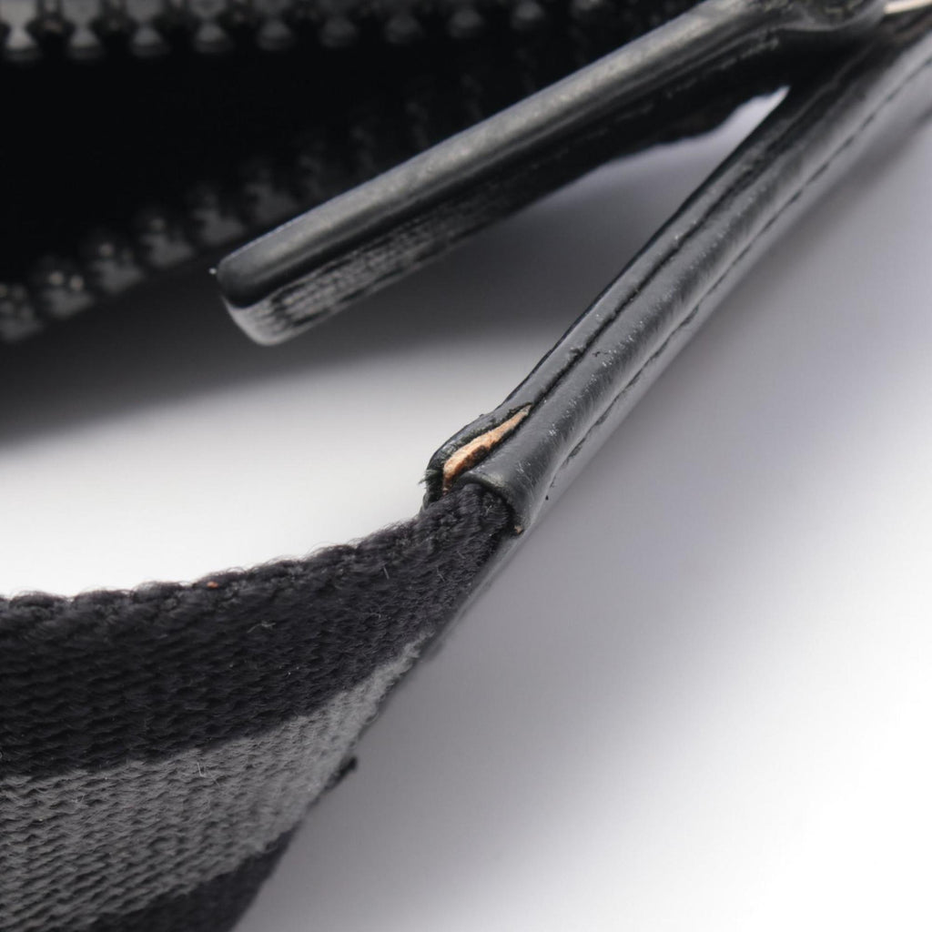 Gucci Black Leather Nylon Canvas Handbag Shoulder Bag (Pre-Owned)