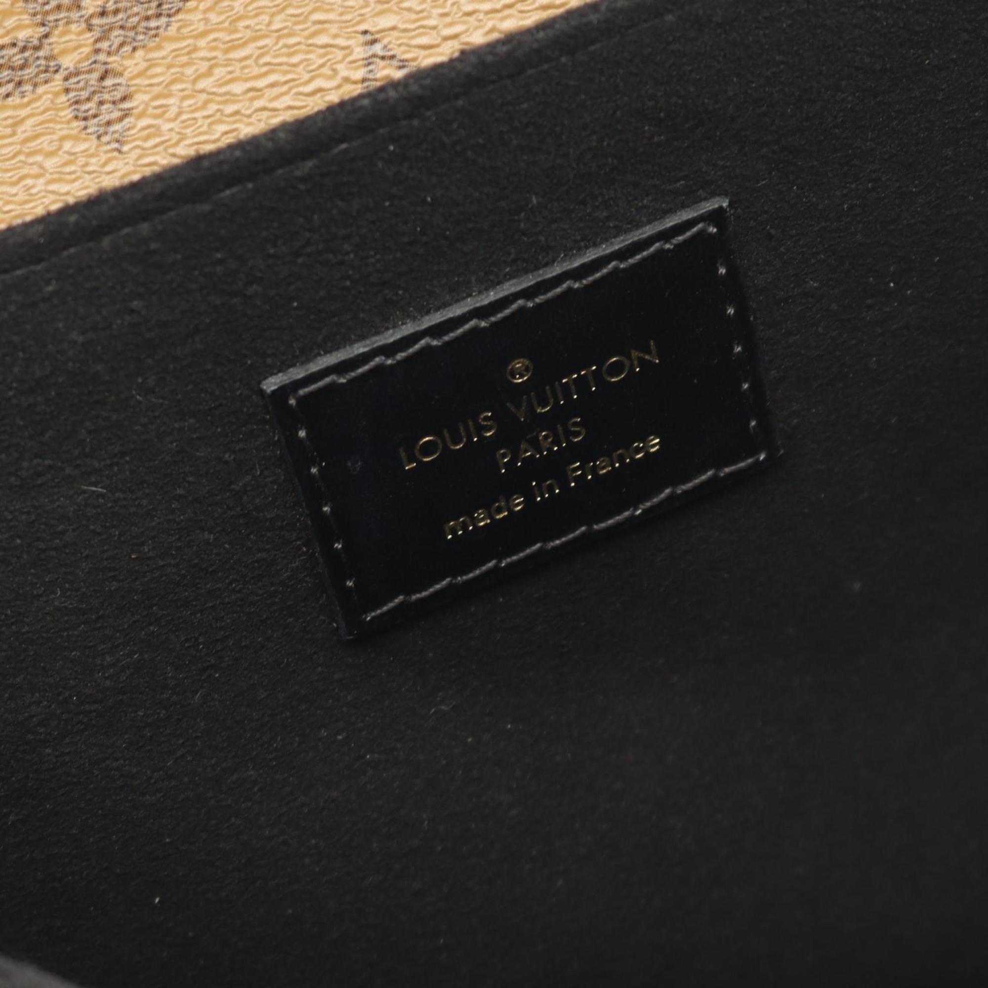 Louis Vuitton Black Brown Coated Canvas Pvc Leather Handbag Pochette