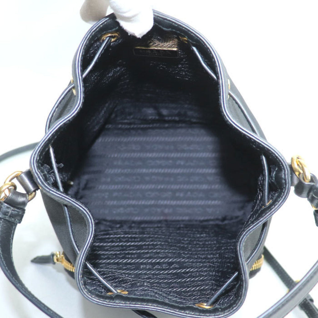 Prada Black Canvas Leather Shoulder Bag