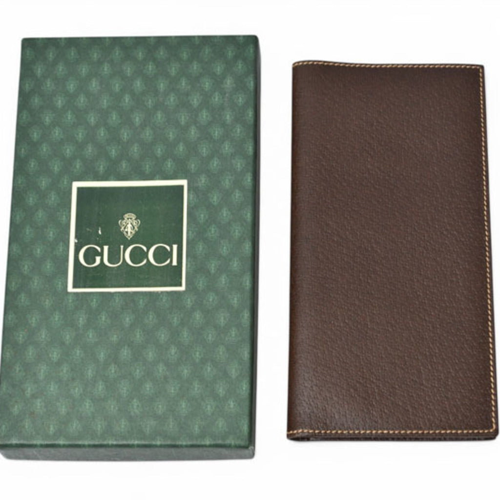 Gucci Brown Leather Long Wallet (Bi-Fold) (Pre-Owned)