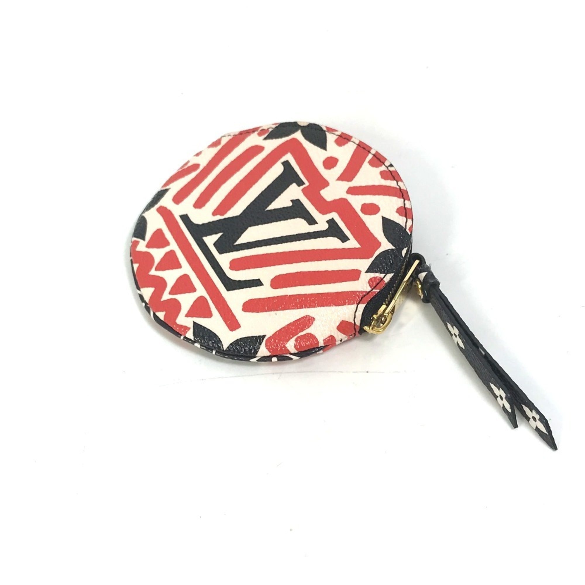 Louis Vuitton Monogram Black Red Color White Monogram Coin Purse/Coin Case