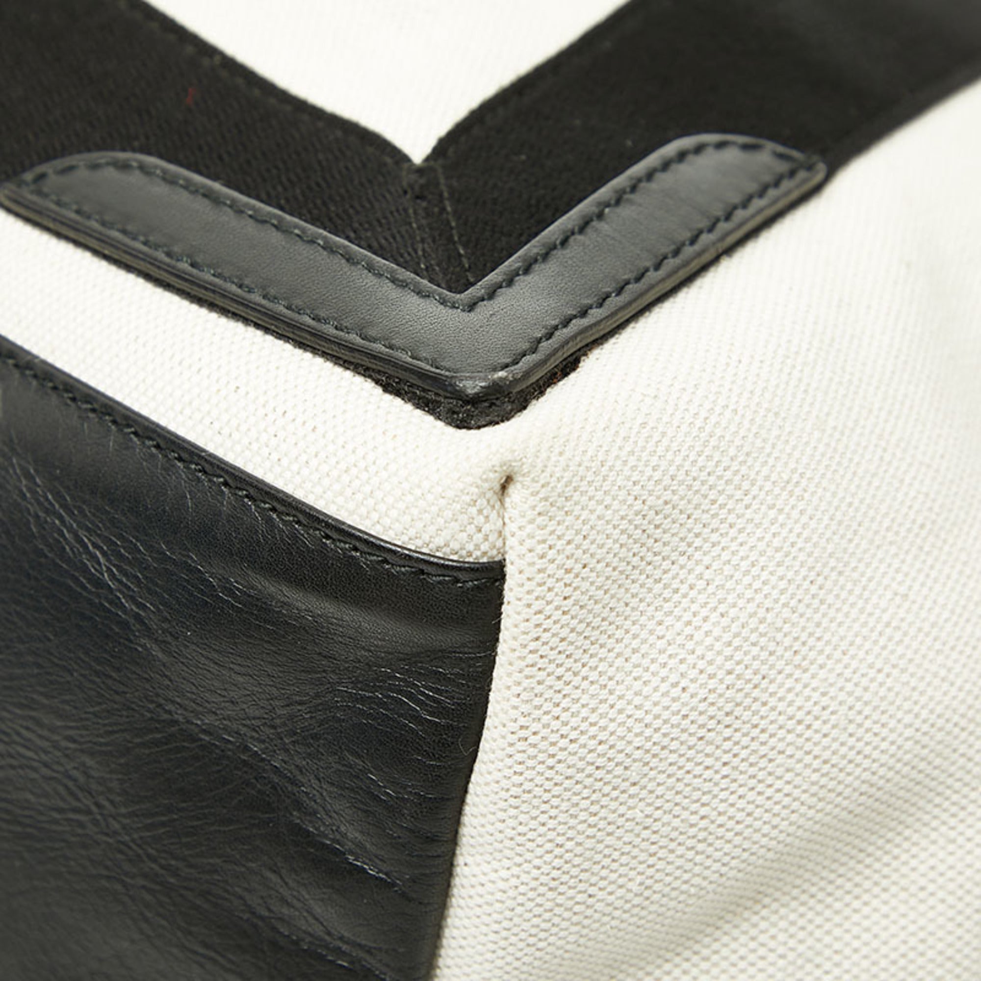 Balenciaga Black White Canvas Leather Handbag Tote