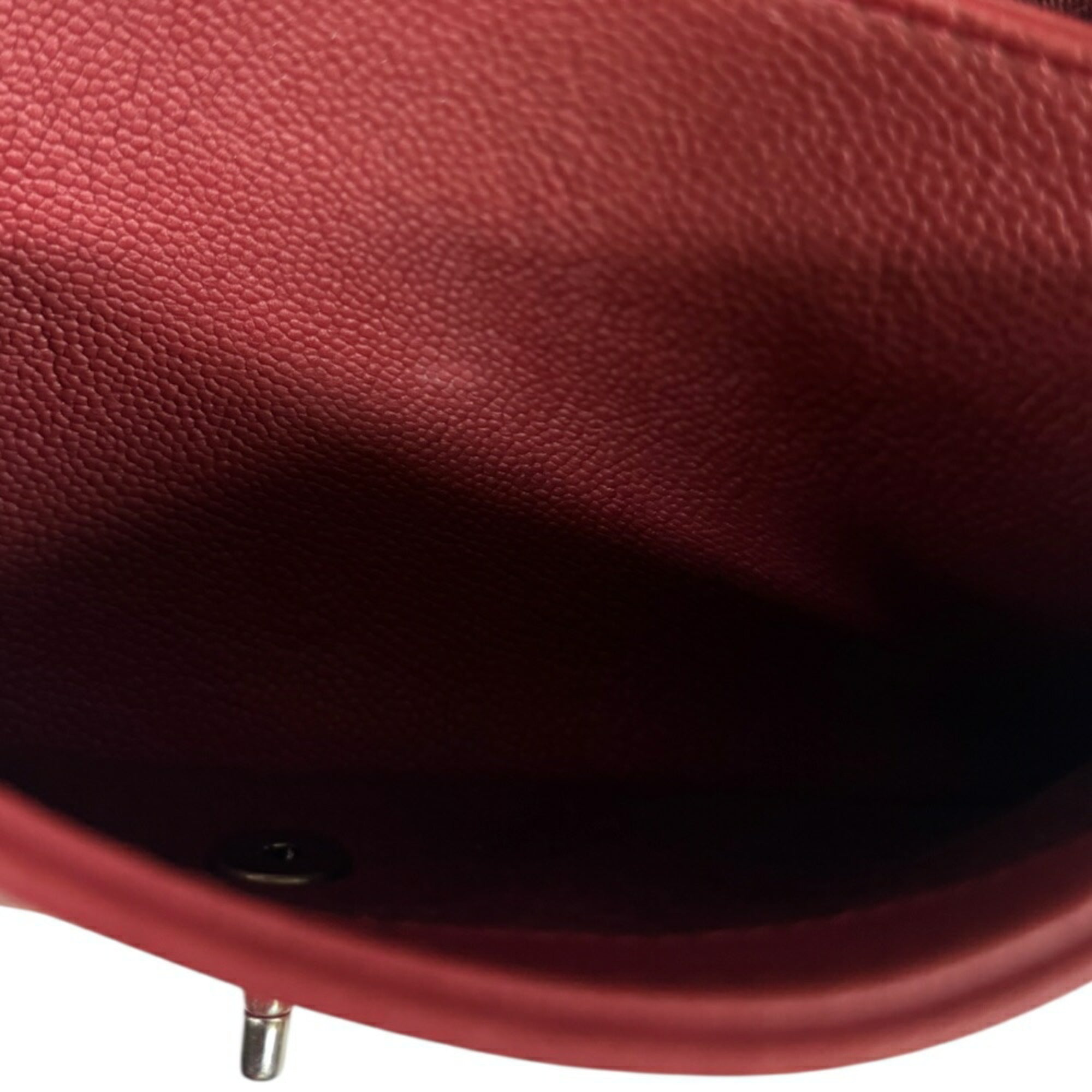 Chanel Matelasse Red Color Leather Shoulder Bag