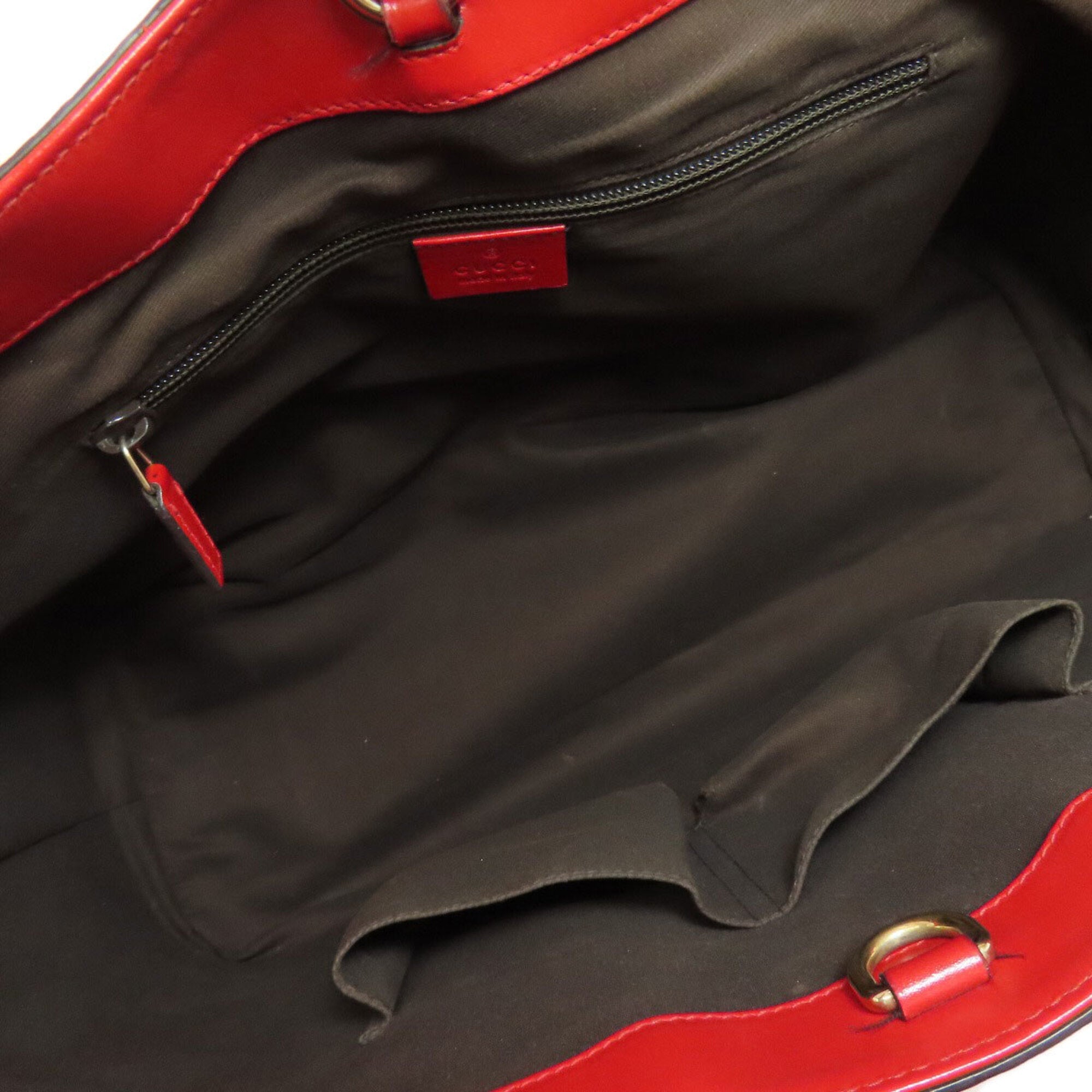 Gucci Red Color Leather Tote Bag (Pre-Owned)