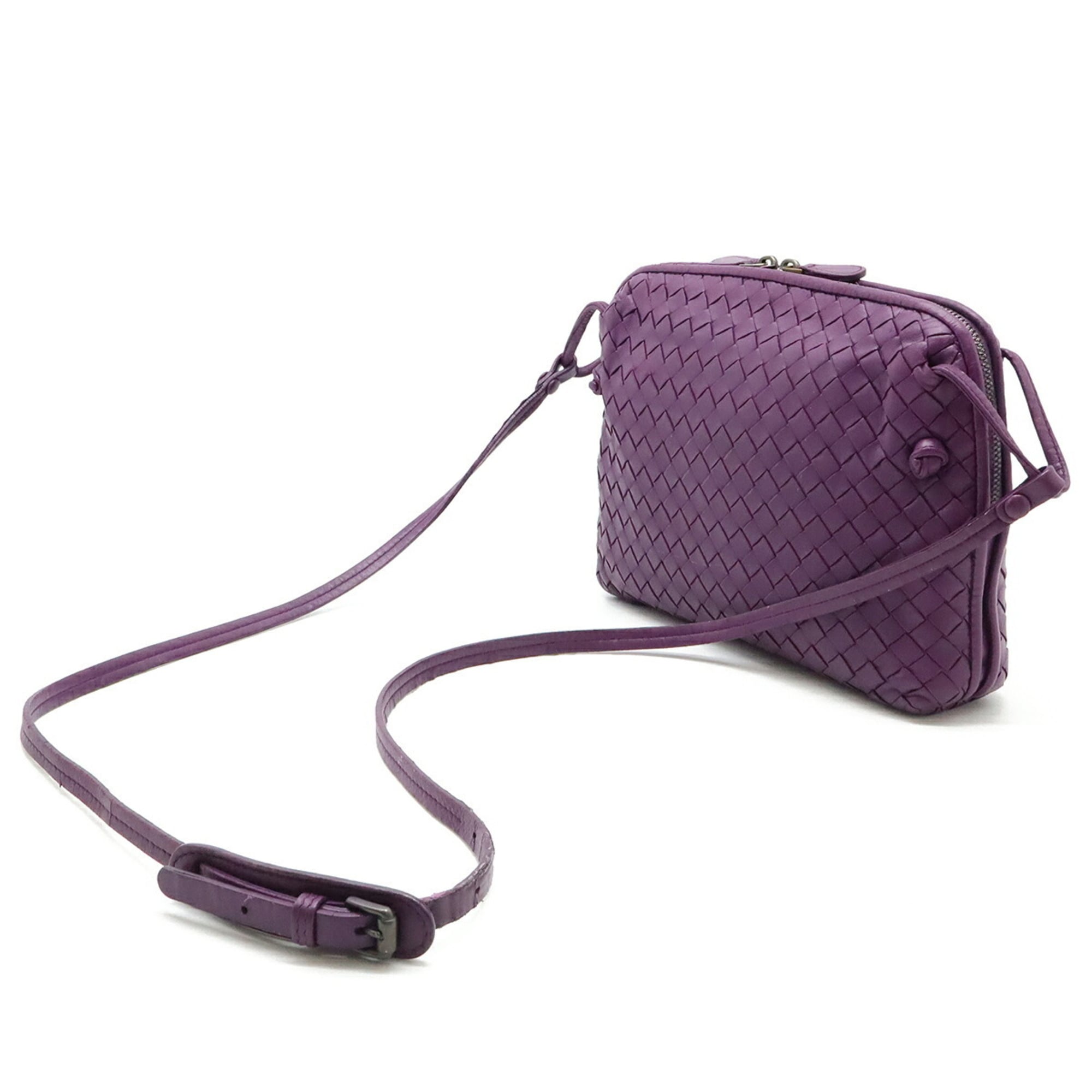 Bottega Veneta Intrecciato Purple Leather Pochette Shoulder Bag