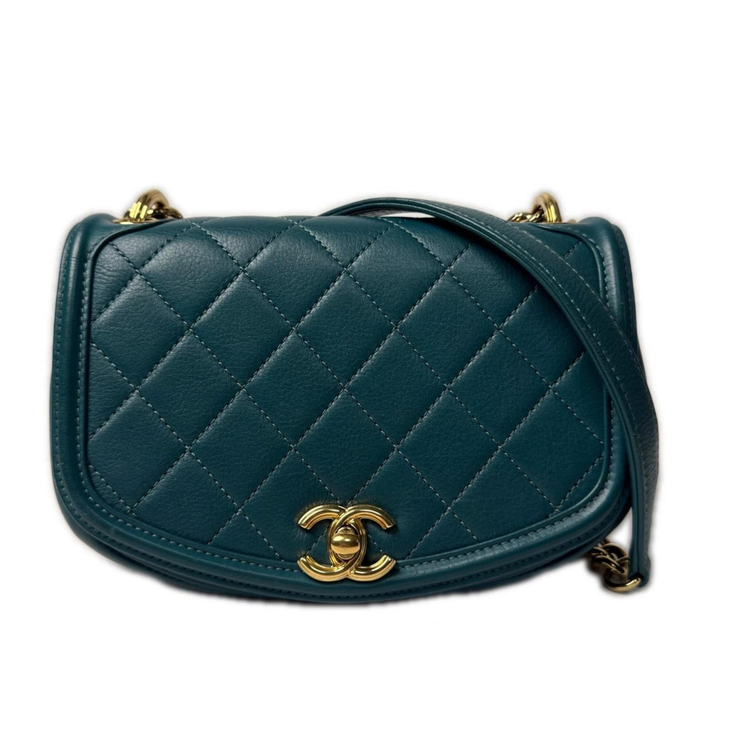 Chanel Green Leather Shoulder Bag